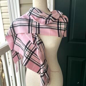 Pastel Plaid 100% Cashmere Made in Scotland Scarf 12.5 x 68" with Fringe Spring
